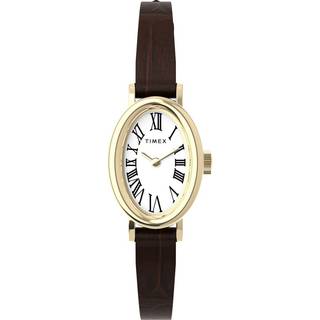 TIMEX Cavatina i guldfarvet med brun læderrem