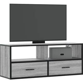 tv-bord 100x31x39,5 cm konstrueret træ og metal grå sonoma-eg
