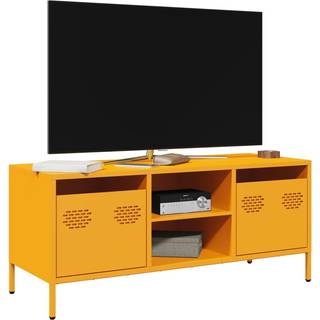 tv-bord 101,5x39x43,5 cm koldvalset stål sennepsgul