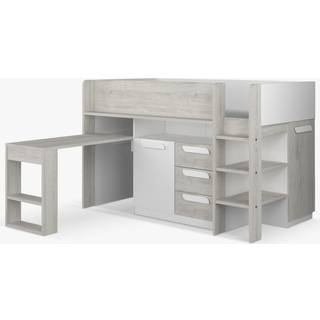 Kombinationsseng 90 x 200 cm - Med skrivebord og opbevaring - Hvid og naturel - LOUKALA