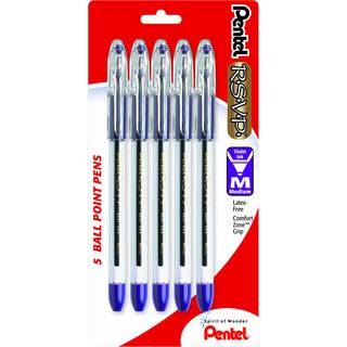Pentel R.S.V.P. Ballpoint Pen Medium Line Violet Ink 5 Pack (BK91BP5V)
