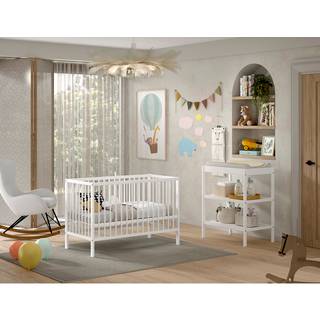 Baby seng og puslebord sæt 60 × 120 cm – Dino, hvid