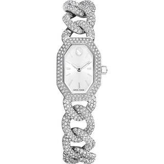Dextera Chain Uhr, Schweizer Produktion, Kristallarmband, Silberfarben, Edelstahl