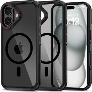 iPhone 16 Tech-Protect Maghybrid Bagside Cover - MagSafe Kompatibel - Sort / Rød