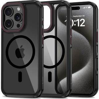 iPhone 16 Pro Max Tech-Protect Maghybrid Bagside Cover - MagSafe Kompatibel - Sort / Rød
