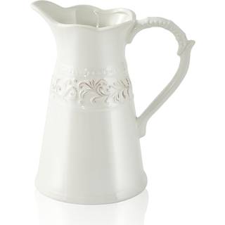 OTARTU hvid keramisk kande vase blomstervase kande bondehus vase til hjemmet dekoration 8,5 tommer kande vase.