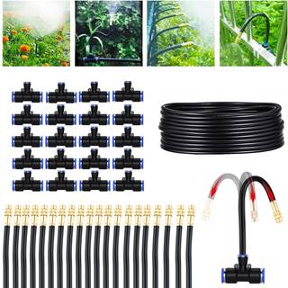 Greenhouse Dryp Irrigation Kit Automatisk kunstvandingssystem 360 Justerbar 20 Brass spray Dyzles 1/2 tommer Irrigationsr?r Slange Patio Misting