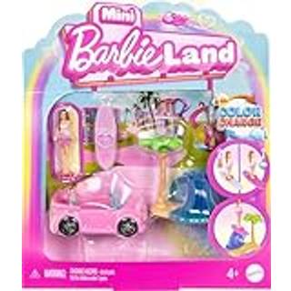 Barbie Mini BarbieLand dukke- og legetjskretjsst 1,5-tommer dukke- og strandcabriolet med Color-Change Plus strandtilbehr