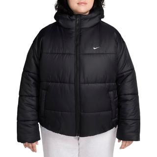 Løstsiddende Nike Classic Puffer Therma-FIT-jakke med hætte til kvinder (plus size) - sort - 1X