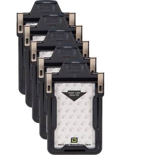 Identitet Stronghold - Pack of 5 - Secure RFID Badge Holder til 1 Kort - Tung Hard Plastic ID Badge Holder - USA Støbt og samlet - FIPS 201 godke