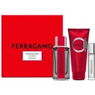 Ferragamo Red Leather Gavesæt til mænd