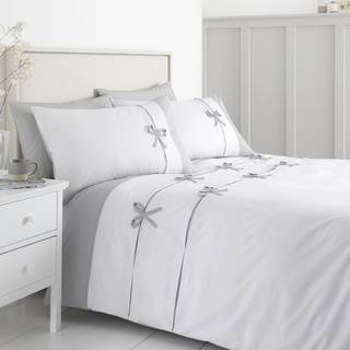 Catherine Lansfield Catherine Lansfield White/Silver Milo Bow Duvet Cover Set
