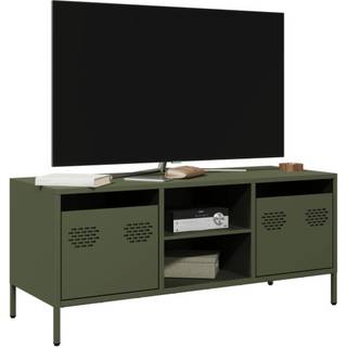 tv-bord 101,5x39x43,5 cm koldvalset stål olivengrøn