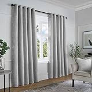 Curtina Curtina Grey Textured Chenille Luxe Eyelet Curtains
