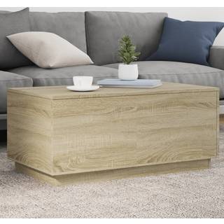sofabord med LED-lys 90x50x40 cm sonoma-eg