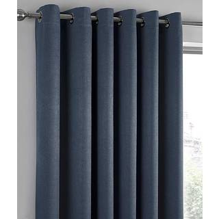 Fusion Fusion Blue Strata Room Darkening Woven Pair of Eyelet Curtains