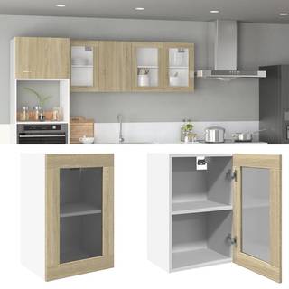 væghængt glasskab 40x31x60 cm konstrueret træ sonoma-eg