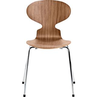 Fritz Hansen - Myren 3101 træfiner stålstel krom valnødfiner - Spisebordsstole - Arne Jacobsen - Træ farvet - Metal/Træ