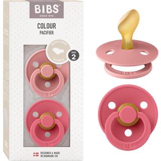 BIBS Anatomisk Colour Sut - 2-Pak - Str. 2 - Naturgummi - Dusty Pink/Coral