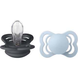 BIBS Supreme 2pk.6-18 mdr. iron / babyblue silicone