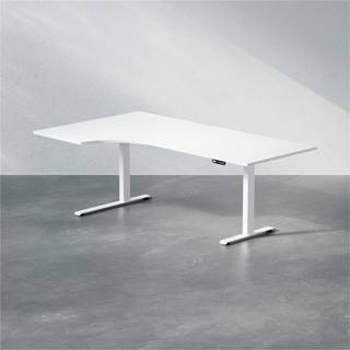 Hæve sænkebord buet - Premium, Størrelse 200x120 cm, Bordplade Hvid, Stativ Hvid