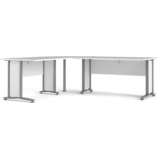 Tvilum Prima Komb. hjørneskrivebord - 200x230 cm - Hvid & Metal