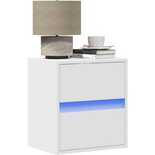 Væghængt Sengebord Med Led-Lys Etræsfarve - 1 / Hvid