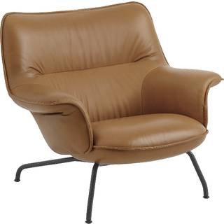 Muuto, Doze Lounge Chair Low Back Tube Base - Refine Leather Cognac Anthracit