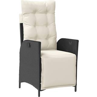 Havestole Med Lænefunktion Og Hynder Polyrattan - 1 / Sort og cremefarvet / Med fodskammel