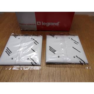 Legrand Pass & Seymour TP23W Trademaster Mellemstor 2-gangs Vægplade i knusfast nylon – Hvid, tomt dæksel til enhedsmontering