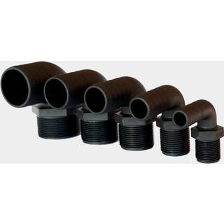 Slangnippel TruDesign Tail 90° Male Threaded, komposit, vinklet 90°, 1 1/4" G (BSP) (udvendig) til 38 mm (1 1/2") slange, sort