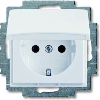 ABB B55 schuko-stikkontakt,m/låg mat hvid