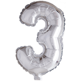 Folie tal ballon 3 sølv, 102 cm