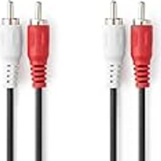 Nedis Stereo Audio kabel | 2x RCA Hanstik | 2x RCA Hanstik | Nikkelplateret | 5.00 m | Runde | Sort | Label