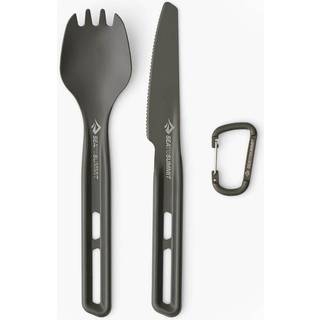 Sea To Summit Frontier Ul Cutlery Set - [2 Piece] Spork And Knife Aluminium Hard Anodised Grey - Bestik