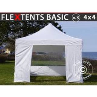 Foldetelt FleXtents Easy up pavillon Basic v.3, 4x4m Hvid, inkl. 4 sider