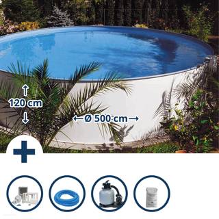 Summer Fun BORNEO Exclusive poolsæt med stålvægge, inkl. sandfilter, hvid, Ø500 x 120 cm