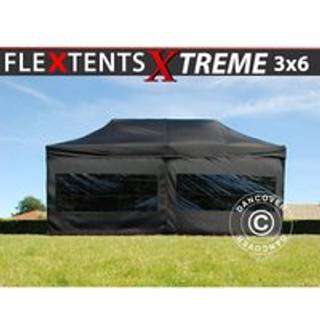 Foldetelt FleXtents Easy up pavillon Xtreme 60 3x6m Sort, inkl. 6 sider
