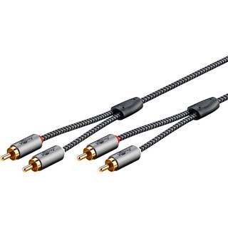 Goobay Stereo RCA-kabel, 1 m 2x RCA-kontakt (ljud vänster / höger) > 2x RCA-kontakt (ljud vänster / höger)