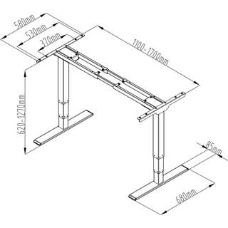 DIGITUS - sit/standing desk frame - grey RAL 7038 Gamer Bord