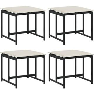 haveskamler 4 stk. med hynder polyrattan sort