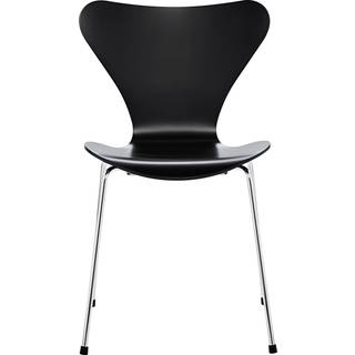 Fritz Hansen - Series 7 stol 3107 bøgefiner stålstel krom black - Spisebordsstole - Arne Jacobsen - Sort - Metal/Træ