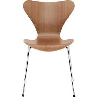 Fritz Hansen - Series 7 stol 3107 træfiner stålstel krom valnötsfanér - Spisebordsstole - Arne Jacobsen - Træ farvet - Metal/Træ