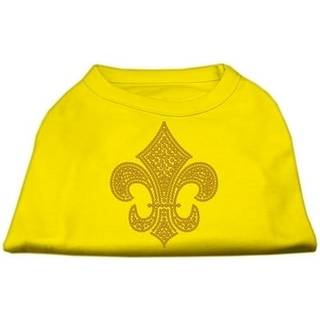 Gold Fleur de Lis Rhinestone Shirts Yellow XS