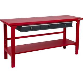 PELA Arbejdsbord med skuffesæt og hylde, rødt