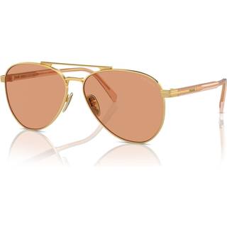 Prada Mand PR A58S 5AK07V Solbriller Stål Guld Orange Pilot Normal
