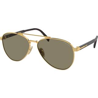 Prada Mand PR A58S 5AK90F Solbriller Stål Guld Brun Pilot Normal