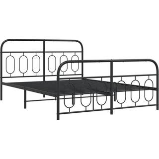 sengeramme med sengegavl og fodgærde 140x190 cm metal sort