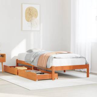 sengeramme uden madras 75x190 cm massivt fyrretræ gyldenbrun