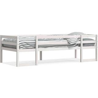 sengeramme til juniorseng 90x200 cm massivt fyrretræ hvid